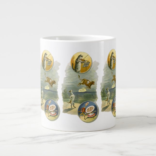 Vintag Mother Goose Kinderzimmer Rhyme Hey Diddle Jumbo-Tasse (Vorderseite)