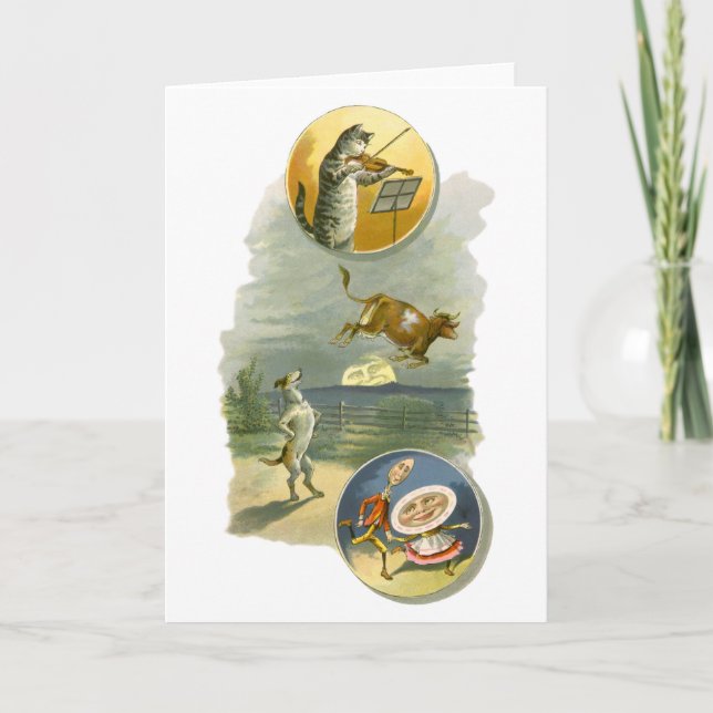Vintag Mother Goose Kinderzimmer Rhyme Hey Diddle Karte (Vorderseite)