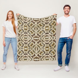 Vintag Moths Fleece Blanket