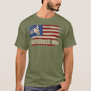 Vintag Motocross Mama American USA Flag Dirt T-Shirt