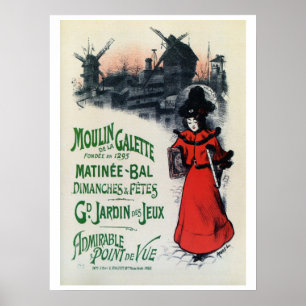 Vintag Moulin de la Galette Kunst Poster