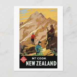 Vintag Mount Cook New Zealand Reiseplakat Postkarte