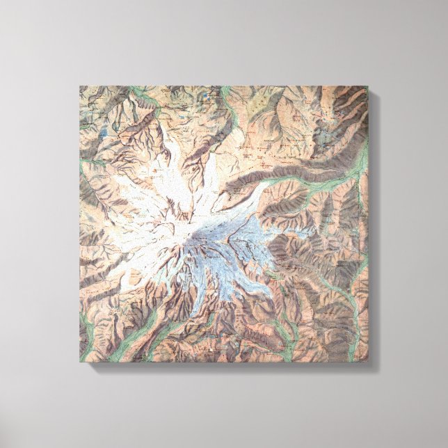 Vintag Mount Rainier Topographische Karte Washingt Leinwanddruck (Vorderseite)