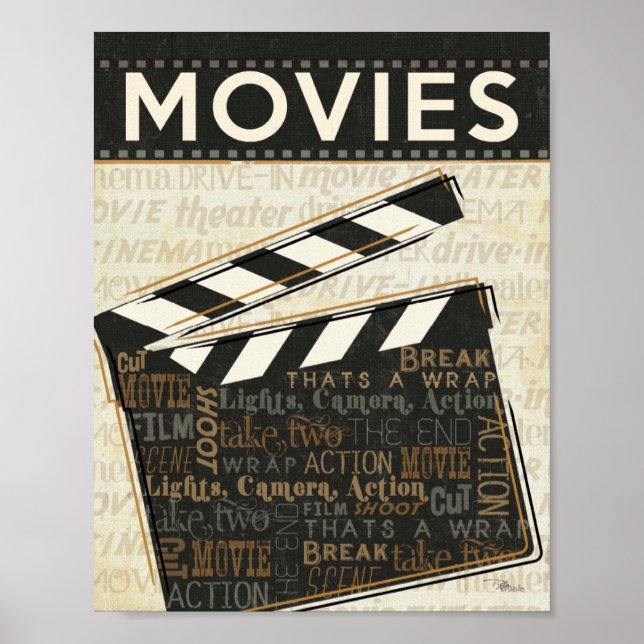 Vintag Movie Clapper Poster (Vorne)
