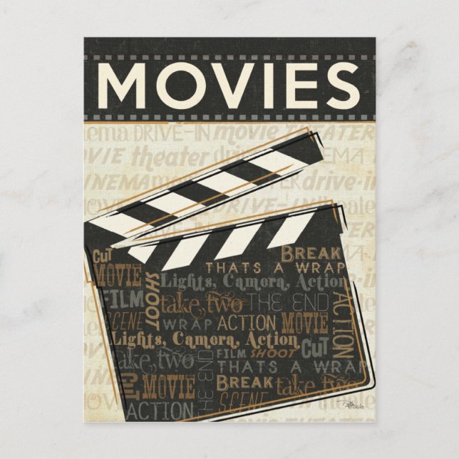 Vintag Movie Clapper Postkarte (Vorderseite)