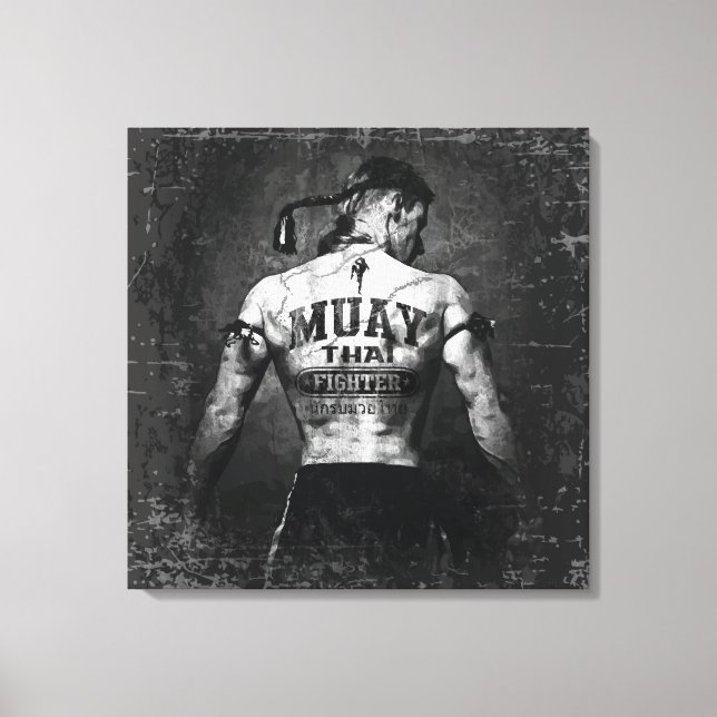 Vintag Muay Thai Fighter Leinwanddruck (Vorderseite)