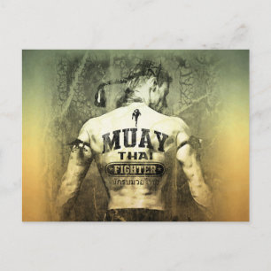 Vintag Muay Thai Fighter Postkarte