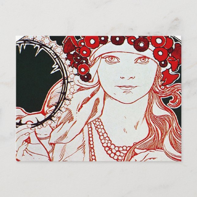 Vintag Mucha Postkarte (Vorderseite)