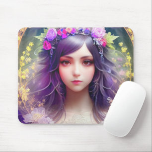Vintag Mucha Style Schönes Frauenportrait Mousepad
