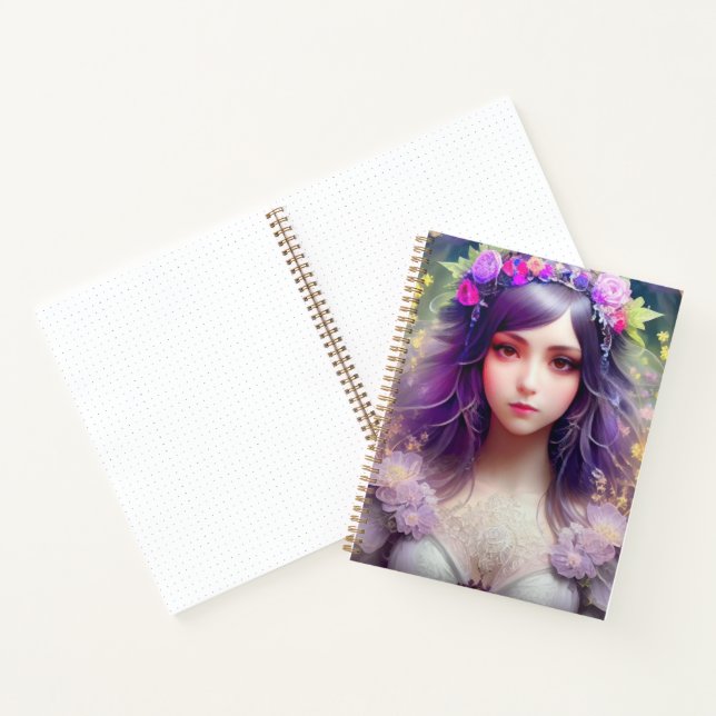 Vintag Mucha Style Schönes Frauenportrait Notizbuch (Innenseite)