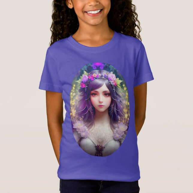 Vintag Mucha Style Schönes Frauenportrait T-Shirt (Vorderseite)