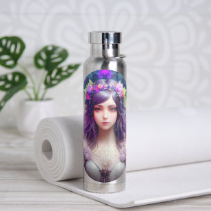 Vintag Mucha Style Schönes Frauenportrait Trinkflasche