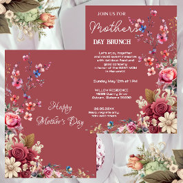 Vintag Muddy Maroon Modern Typografy Mothers Day Einladung