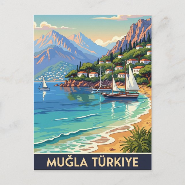Vintag Mugla Turkey Travel Postkarte (Vorderseite)
