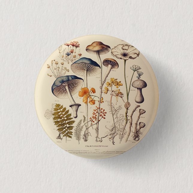 Vintag Mushroom Naturalist Button (Vorderseite)