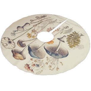 Vintag Mushroom Naturalist Polyester Weihnachtsbaumdecke