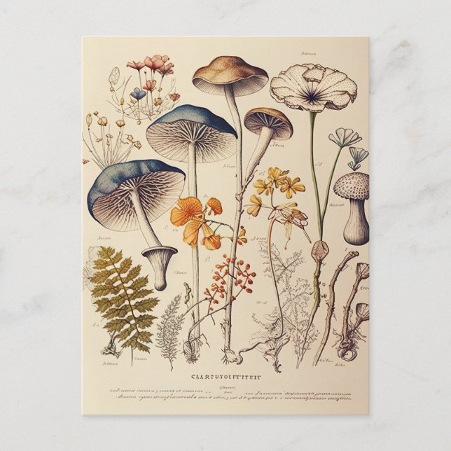 Vintag Mushroom Naturalist Postkarte (Vorderseite)