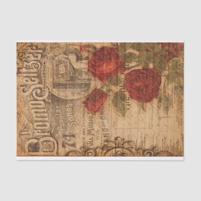 Vintag Music Cover & Rose Shabby Chic - Entwürfe Seidenpapier (Vorderseite)