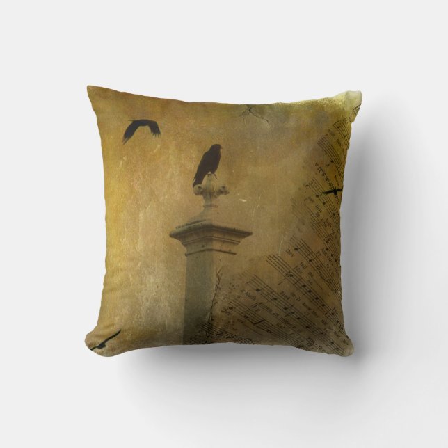 Vintag Music Crow Kissen (Vorderseite)