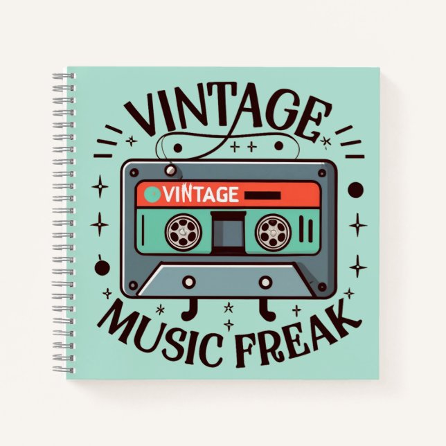 Vintag Music Freak Notizbuch (Vorderseite)
