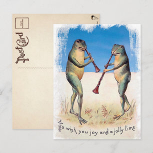 Vintag Music Frogs Weihnachts-Postcard Postkarte