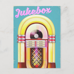 Vintag Music Jukebox Postkarte