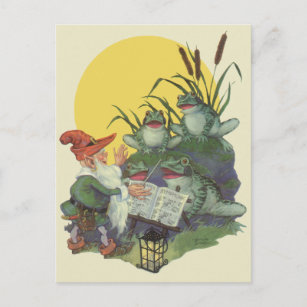 Vintag Music Magazine Cover Art, Etude Frog Choir Postkarte