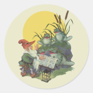 Vintag Music Magazine Cover Art, Etude Frog Choir Runder Aufkleber