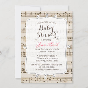 Vintag Music Sheet Baby Shower Einladungen
