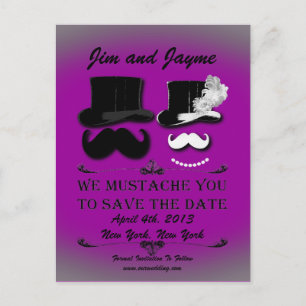 Vintag Mustache Save the Date Ankündigungspostkarte