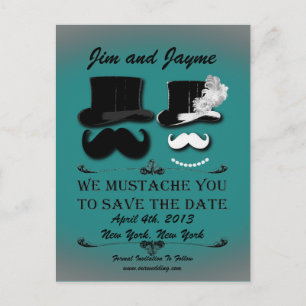 Vintag Mustache Save the Date Ankündigungspostkarte