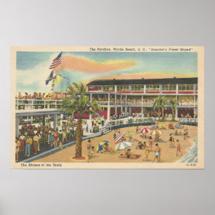 Vintag Myrtle Beach, SC Postcard Pavillon Poster