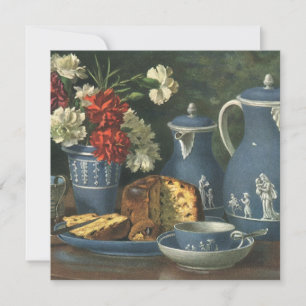 Vintag Nachmittags Kaffee, Kuchen, Tee und Blume