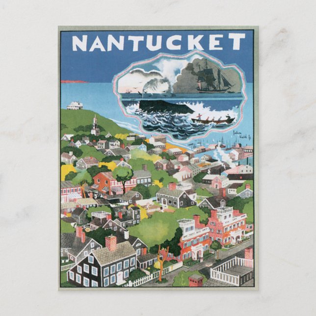 Vintag Nantucket Massachusetts Postkarte (Vorderseite)