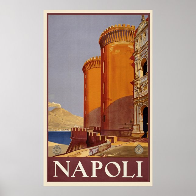 Vintag Napoli, Italien Reiseplakat Poster (Vorne)