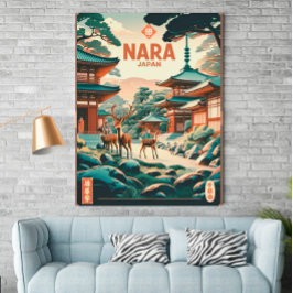 Vintag Nara, Japan - Retro Travel Poster