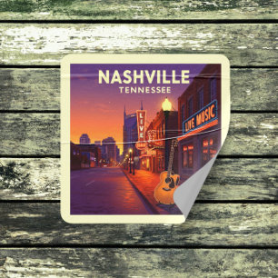 Vintag Nashville Tennessee Quadratischer Aufkleber