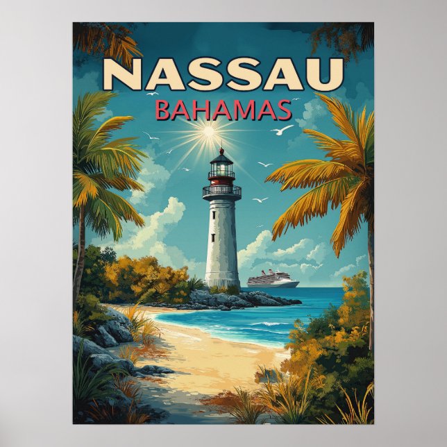 Vintag Nassau Bahamas Poster (Vorne)