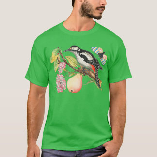 Vintag Natur der Vogel, Schmetterling und die Birn T-Shirt