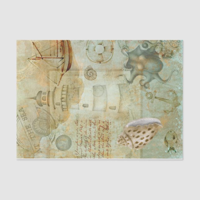 Vintag Nautic Seidenpapier (Vorderseite)