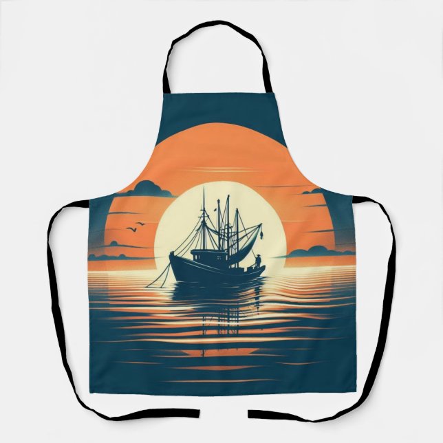 Vintag/Nautische Garnelen/Fischerei Schürze (Vorderseite)