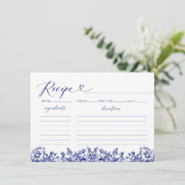 Vintag Navy Blue Floral Brautparty Rezept Card Einladung