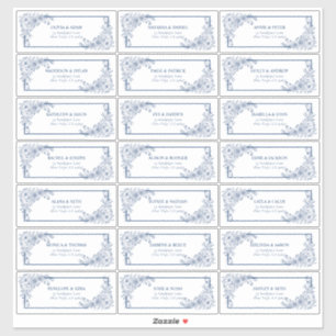 Vintag Navy Blue Floral Line Art Guest Anschrift Aufkleber