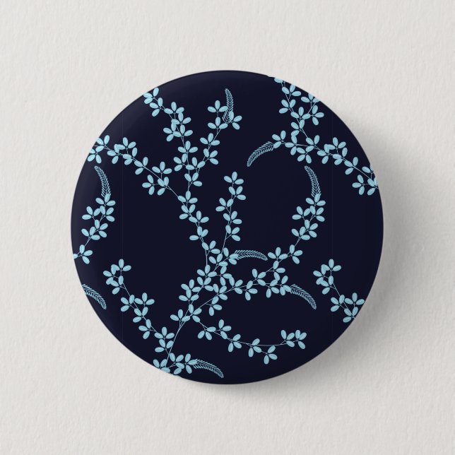 Vintag Navy Blue Garden Blumennacht Button (Vorderseite)