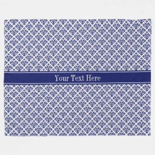 Vintag Navy Blue Whisask #3 Navy Name Monogram Fleecedecke