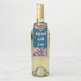 Vintag Navy und Pink Watercolor Floral Gefälligkei Flaschenanhänger