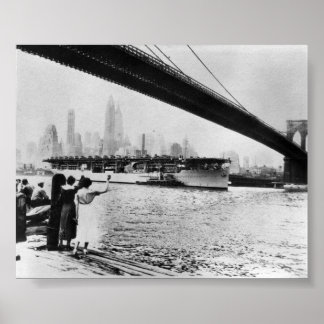 Vintag Navy USS Langley New York NY Poster