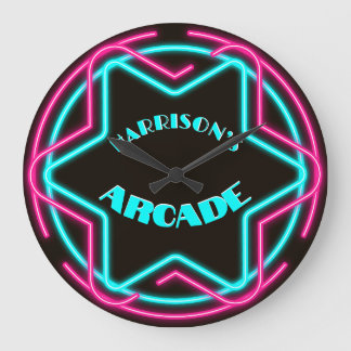 Vintag Neon Bar Arcade Große Wanduhr