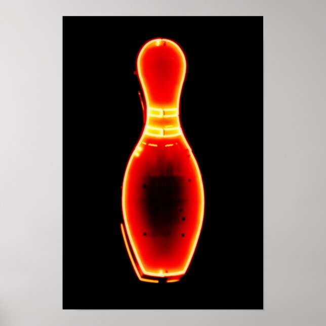 Vintag Neon Bowling Button Poster (Vorne)