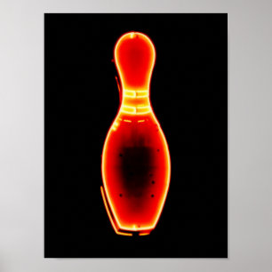 Vintag Neon Bowling Button Poster